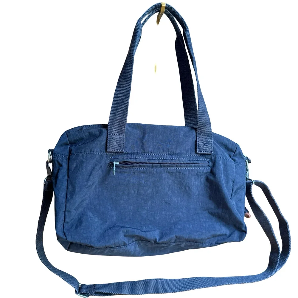 Kipling Cool Defea Navy Monkey Charm Shoulder Bag Purse Handbag Satchel 14x10x4